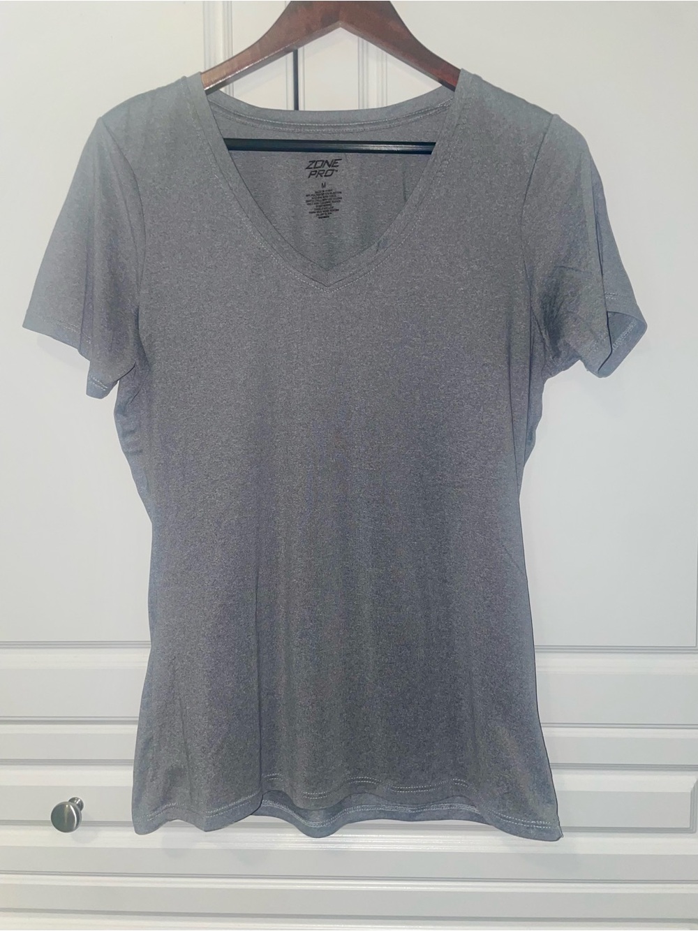 Zone Pro Gray V-Neck Short Sleeve Performance Tee